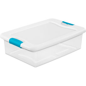 Plastic Storage Tote w/ White Lid, 32 Qt. Capacity, 23-3/4"L x 16"W x 6-7/8"H, Clear