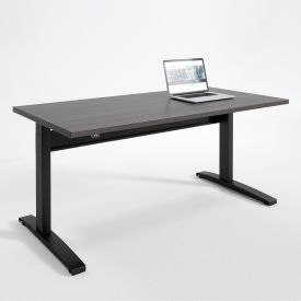 Electric Height Adjustable Desk 30"x48", Driftwood w/Black Base