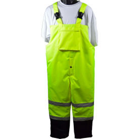 Waterproof Quilted Thermal Bib Pants, ANSI/ISEA Class E, Lime/Black, 2X