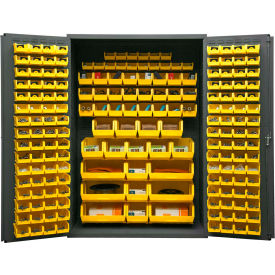 Storage Bin Cabinet 186 Yellow Hook-On Bins 48"W x 24"D x 72"H