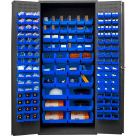 Storage Bin Cabinet - 138 Blue Hook-On Bins 36"W x 24"D x 84"H