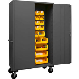 Mobile Bin Cabinet - 42 Yellow Bins 48"W x 24"D x 80"H
