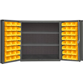 Durham Storage Bin Cabinet - 48 Yellow Hook-On Bins - 36"W x 24"D x 36"H