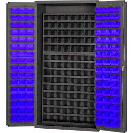Small Parts Storage Cabinet - w/112 Steel Compartments, 96 Blue Bins