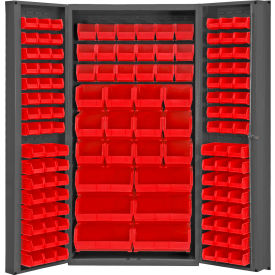Storage Bin Cabinet - 132 Red Hook-On Bins 36"W x 24"D x 72"H