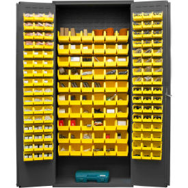 Storage Bin Cabinet - 156 Yellow Hook-On Bins 36"W x 18"D x 84"H
