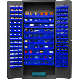 Storage Bin Cabinet - 156 Blue Hook-On Bins 36"W x 18"D x 84"H