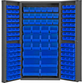 Storage Bin Cabinet - 132 Blue Hook-On Bins 36"W x 24"D x 72"H