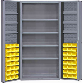Durham Storage Bin Cabinet - 48 Yellow Hook-On Bins 4 Adj. Shelves 36"Wx24"Dx72"H