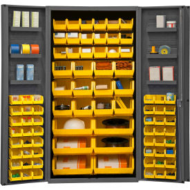 Storage Bin Cabinet - 78 Yellow Hook-On Bins 36"W x 24"D x 72"H