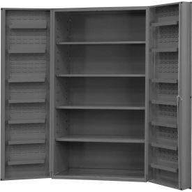 Storage Bin Cabinet - 4 Adjustable Shelves and 14 Door Shelves 48"W x 24"D x 72"H