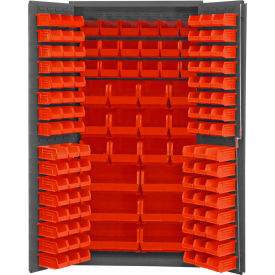 Durham Storage Bin Cabinet - 132 Red Hook-On Bins 36"W x 24"D x 72"H