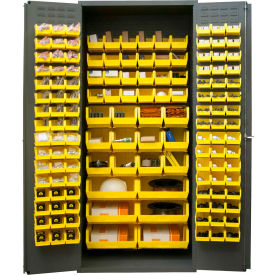 Storage Bin Cabinet - 138 Yellow Hook-On Bins 36"W x 24"D x 84"H