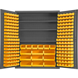 Durham Storage Bin Cabinet - 185 Yellow Hook-On Bins 3 Adj. Shelves 60"Wx24"Dx78"H