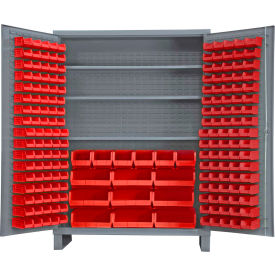 Durham Storage Bin Cabinet - 185 Red Hook-On Bins 3 Adj. Shelves 60"W x 24"D x 84"H
