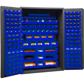 Storage Bin Cabinet - 186 Blue Hook-On Bins 48"W x 24"D x 72"H