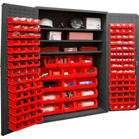 Durham Storage Bin Cabinet - 138 Red Hook-On Bins 3 Adj. Shelves 48"Wx24"Dx72"H