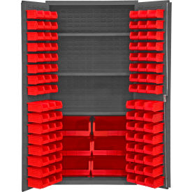 Durham Storage Bin Cabinet - 102 Red Hook-On Bins 3 Adj. Shelf 36"Wx24"Dx72"H