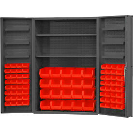 Storage Bin Cabinet - 84 Red Hook-On Bins 2 Adjustable Shelves 48"W x 24"D x 72"H
