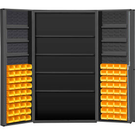 Storage Bin Cabinet - 72 Yellow Hook-On Bins 4 Adjustable Shelves 48"Wx24"Dx72"H