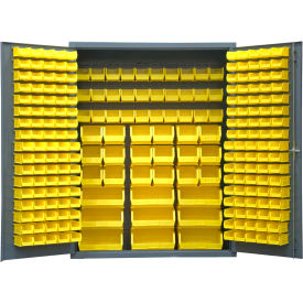 Storage Bin Cabinet - 227 Yellow Hook-On Bins 60"W x 24"D x 78"H