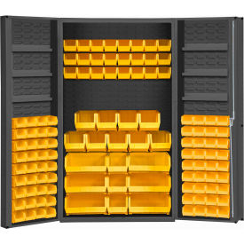 Storage Bin Cabinet - 114 Yellow Hook-On Bins 48"W x 24"D x 72"H