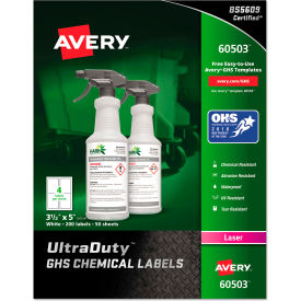 GHS Chemical Waterproof & UV Resistent Labels, Laser, 3-1/2" x 5", 200/Box