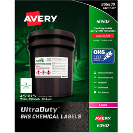 GHS Chemical Waterproof & UV Resistant Labels, Laser, 4-3/4" x 7-3/4",100/Box
