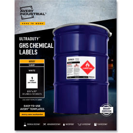 Full-Sheet GHS Chemical Waterproof & UV Resistent Labels, Laser, Letter, 50/Box
