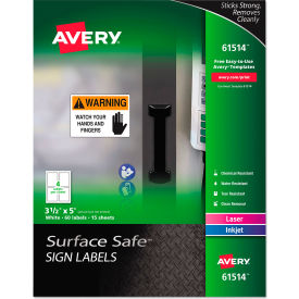 Surface Safe Sign Labels, 3-1/2" x 5", White, 60/Pack