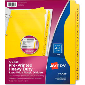 Preprinted Plastic Tab Dividers, Side Tab, Printed "A-Z", 9 x 11, Yellow