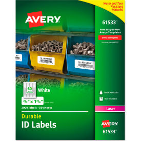 Permanent ID Labels with TrueBlock Technology, Laser, 2/3" x 1-3/4", 3000/Pack