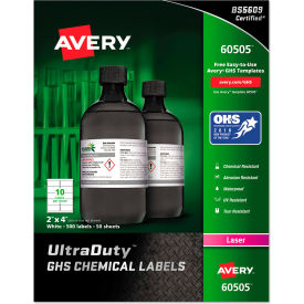 GHS Chemical Waterproof & UV Resistent Labels, Laser, 2" x 4", 500/Box