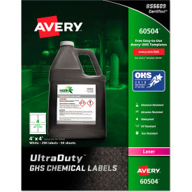 GHS Chemical Waterproof & UV Resistent Labels, Laser, 4" x 4", 200/Box