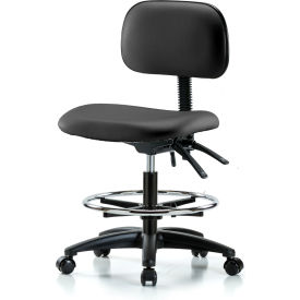 Multi-Purpose Industrial Stool, Vinyl, w/ Chrome Foot Ring, Black