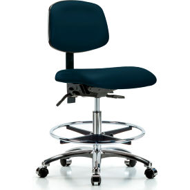 Task Stool - Antibacterial - Marine Blue w/ Chrome Foot Ring