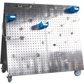 48"L x 46"H x 26-5/8"W Stainless Steel Frame Tool Cart w/66 pc LocHooks and 6 Bins