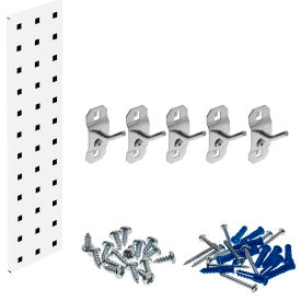 Key Pegboard Kit, Square Hole, Steel, 18" x 4-1/2", White, 6 pc LocHook