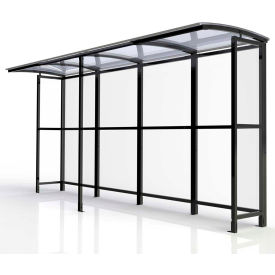Open Front Smoking Shelter - Freestanding - 13'9"W x 3'6"D x 7'11"H Clear Roof