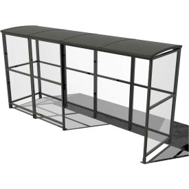 4-Sided Smoking Shelter - Freestanding - 13'9"W x 3'6"D x 7'11"H Aluminum Roof