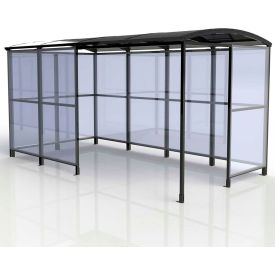 No Butts 4-Sided Smoking Shelter Freestanding - 13'9"W x 7'D x 7'11"H Aluminum Roof