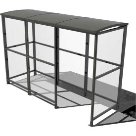 No Butts 4-Sided Smoking Shelter - Freestanding - 10'4"W x 3'6"D x 7'11"H Aluminum Roof