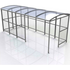No Butts 4-Sided Smoking Shelter - Freestanding - 17'2"W x 7'D x 7'11"H Clear Roof