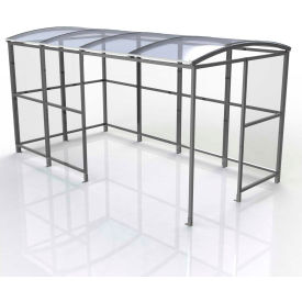 4-Sided Smoking Shelter - Freestanding - 13'9"W x 7'D x 7'11"H Clear Roof