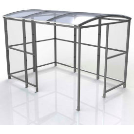 No Butts 4-Sided Smoking Shelter - Freestanding - 10'4"W x 7'D x 7'11"H Clear Roof