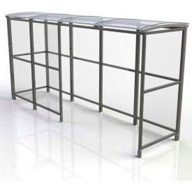 No Butts 4-Sided Smoking Shelter - Freestanding - 13'9"W x 3'6"D x 7'11"H Clear Roof