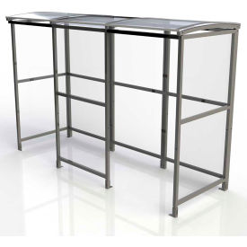 No Butts 4-Sided Smoking Shelter - Freestanding - 10'4"W x 3'6"D x 7'11"H Clear Roof