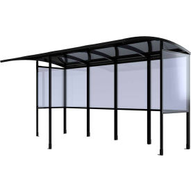 Open Front Smoking Shelter Half Side Panels 13'9"W x 7'D x 7'11"H Aluminum Roof