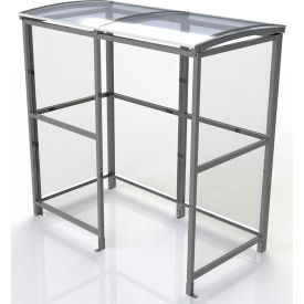 No Butts 4-Sided Smoking Shelter - Freestanding - 7'W x 3'6"D x 7'11"H Clear Roof