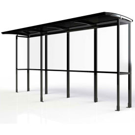 Open Front Smoking Shelter Half Side Panel 13'9"W x 3'6"D x 7'11"H Aluminum Roof